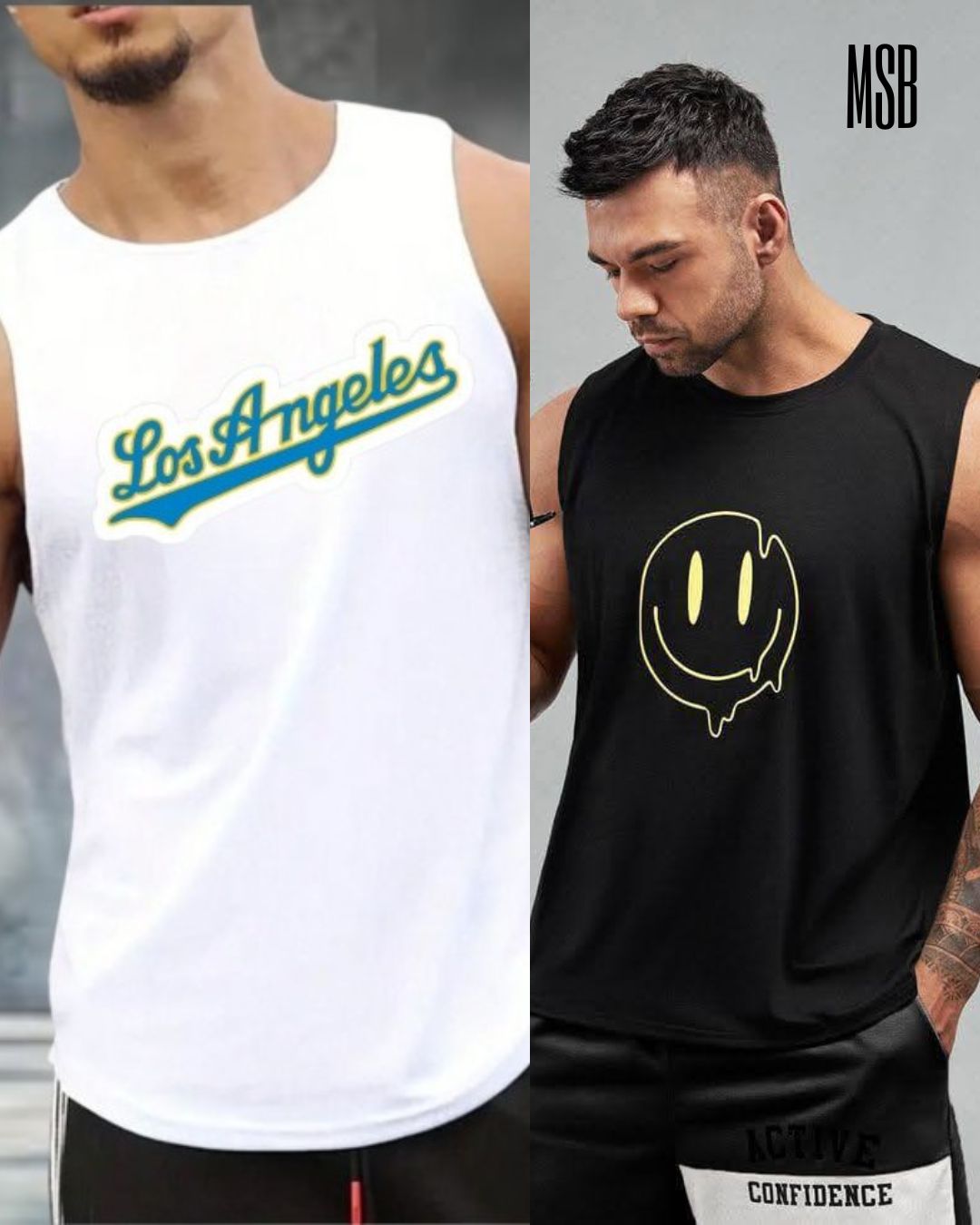 Men's Summer Cotton Sleeveless Tank Top 2 Pcs Combo