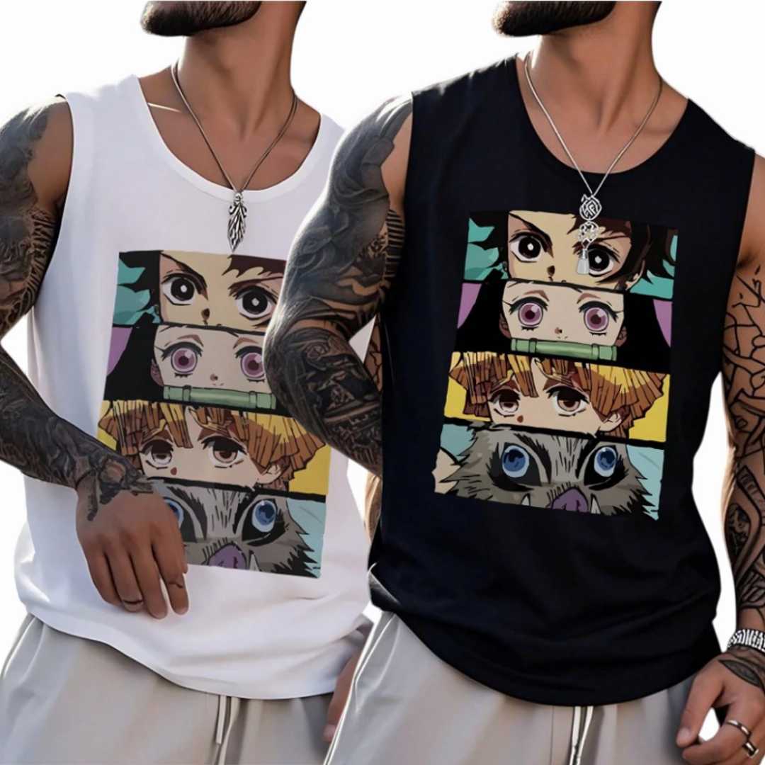 Men's Summer Cotton Sleeveless Tank Top 2 Pcs Combo
