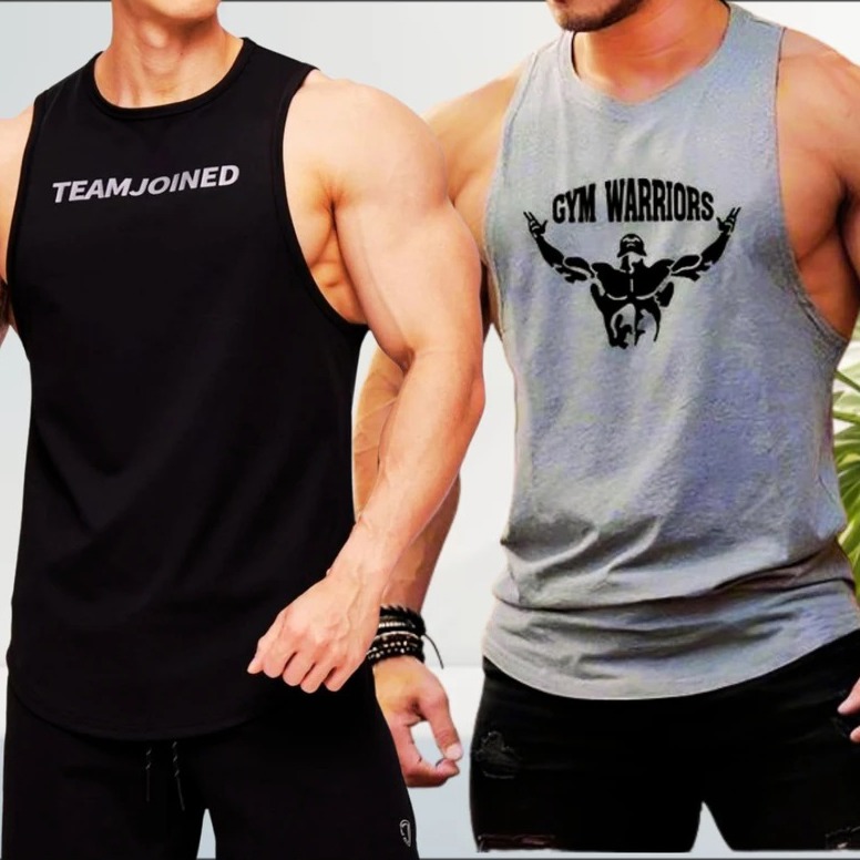Men's Summer Cotton Sleeveless Tank Top 2 Pcs Combo