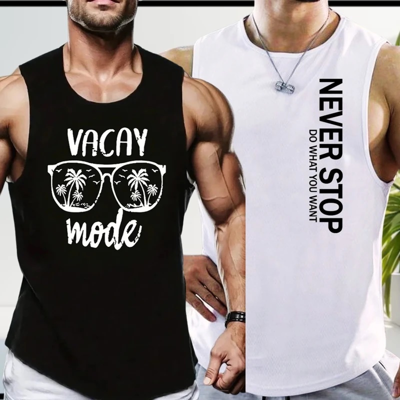 Men's Summer Cotton Sleeveless Tank Top 2 Pcs Combo