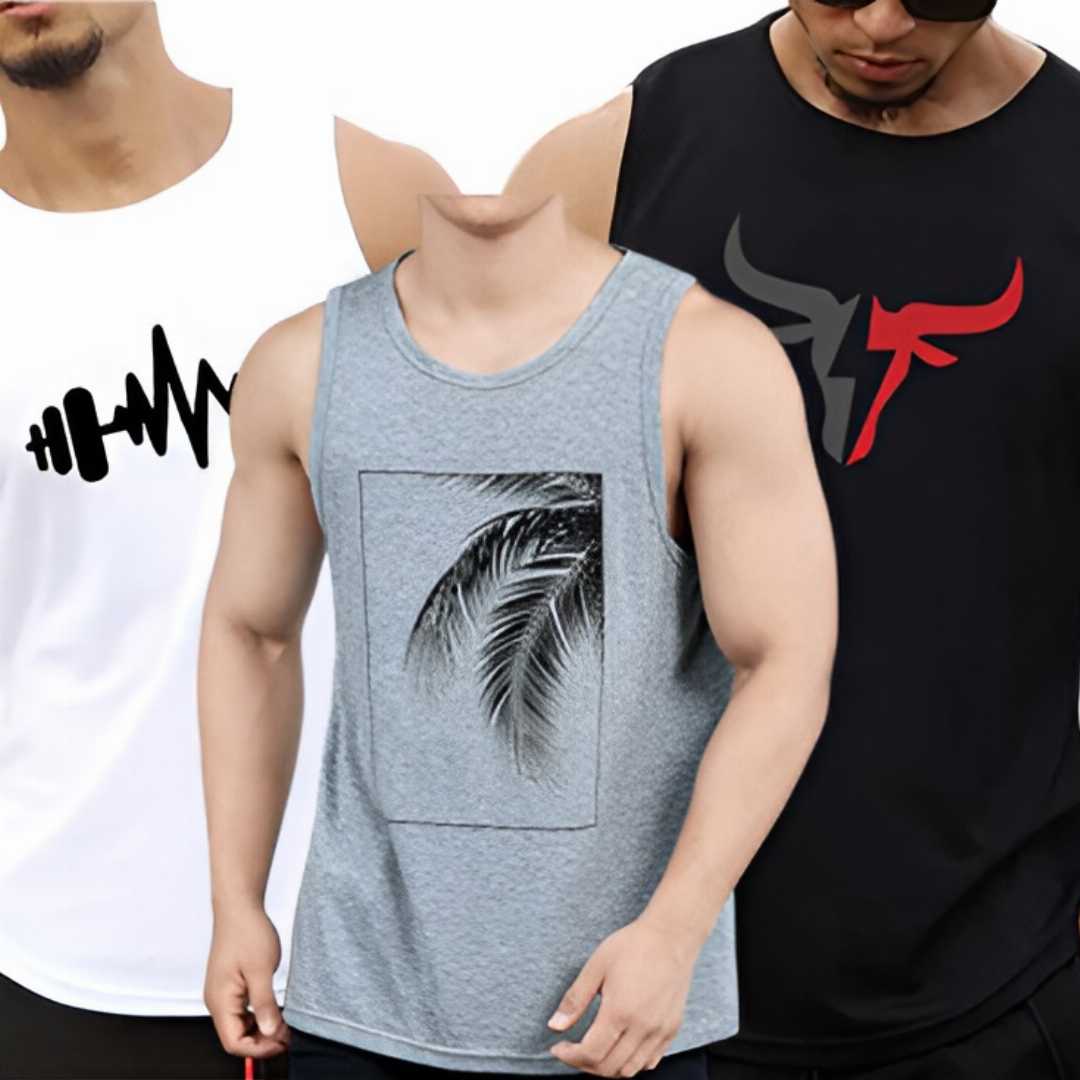 Men's Summer Cotton Sleeveless Tank Top 3 Pcs Combo